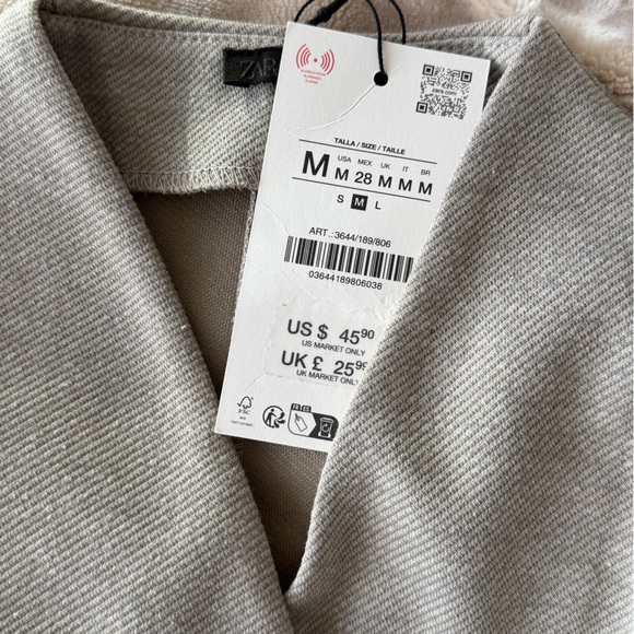 Zara Twill Light Gray Textured Top - Picture 4 of 8